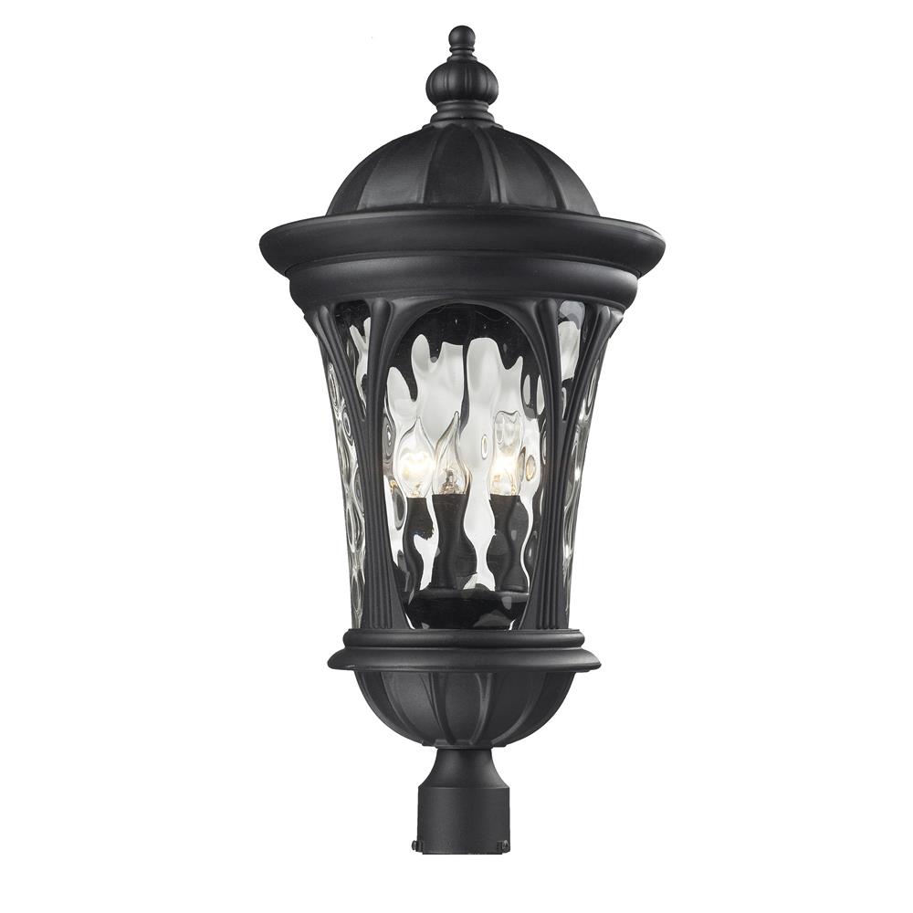 Z-Lite 543PHB-BK Outdoor Post Light in Black with a Water glass Shade